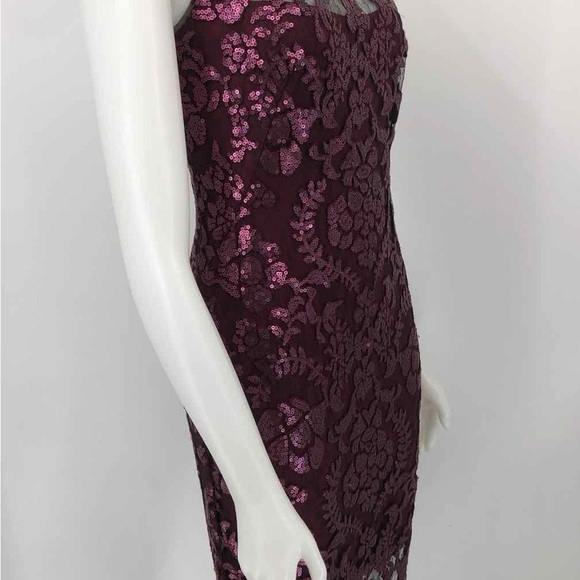 Tadashi Shoji Burgundy Sequined Sleeveless Dress Size 10P Cocktail Forma… - Picture 2 of 10